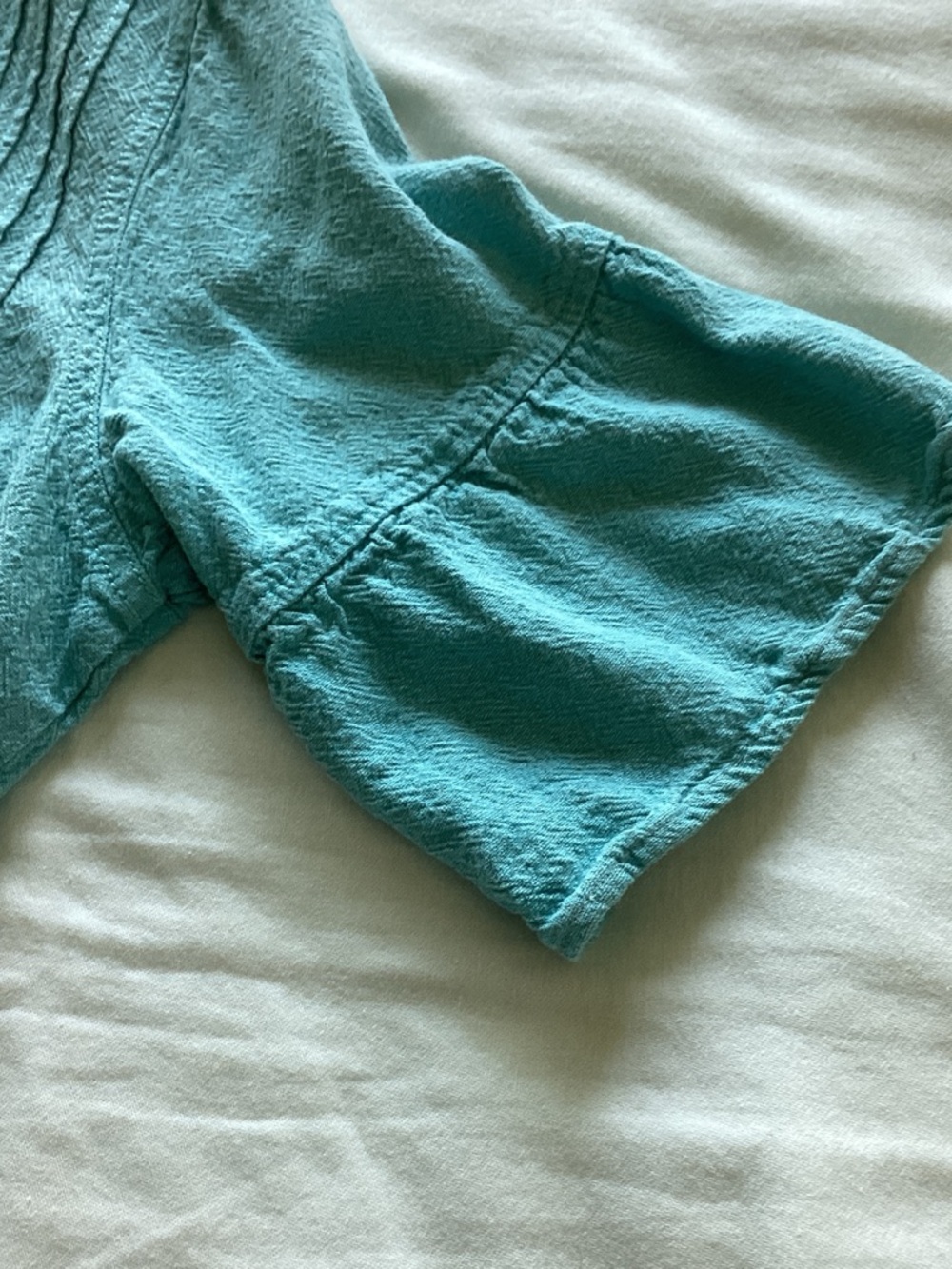 IBD Fusion rare  Aqua Button-Front Textured Pintuck Top - Picture 9 of 9